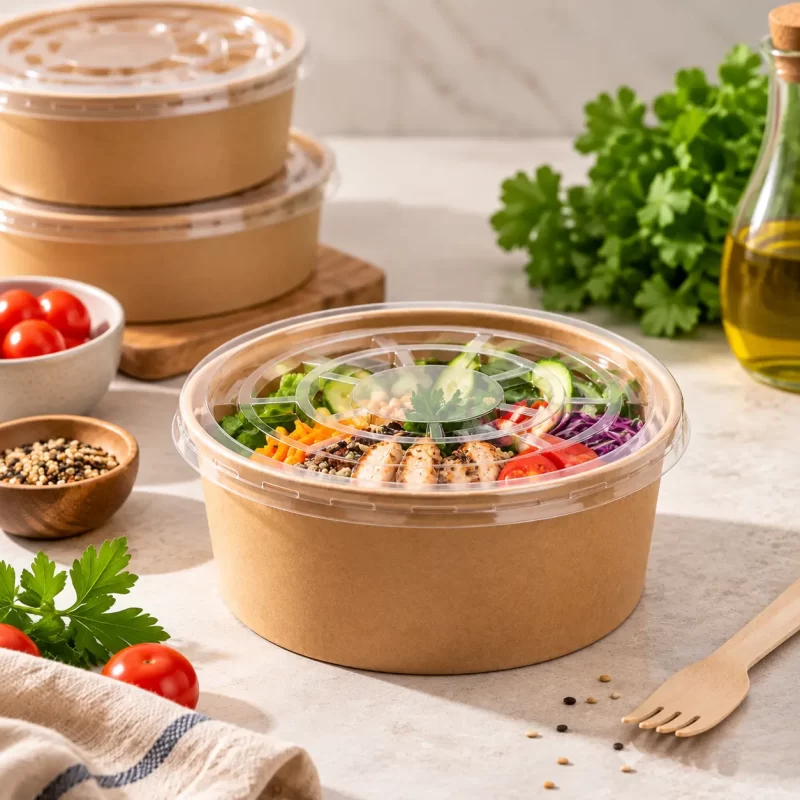 Kraft-Paper-Bowl-with-Lid-–-8oz