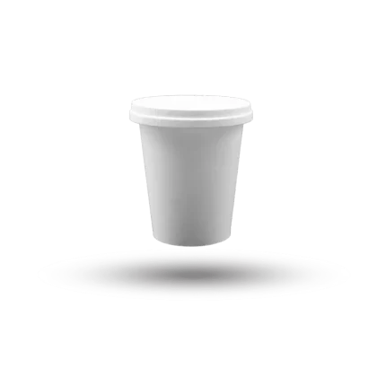 أكواب ورقية 8 أونص أبيض مع غطاء
