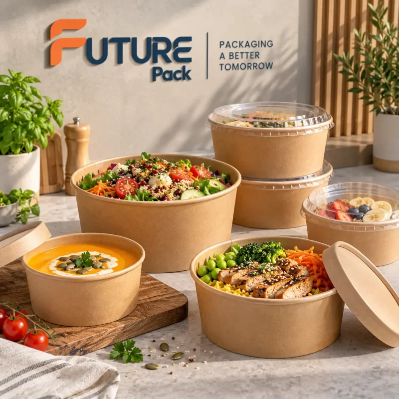 Kraft Paper Bowls with Lids